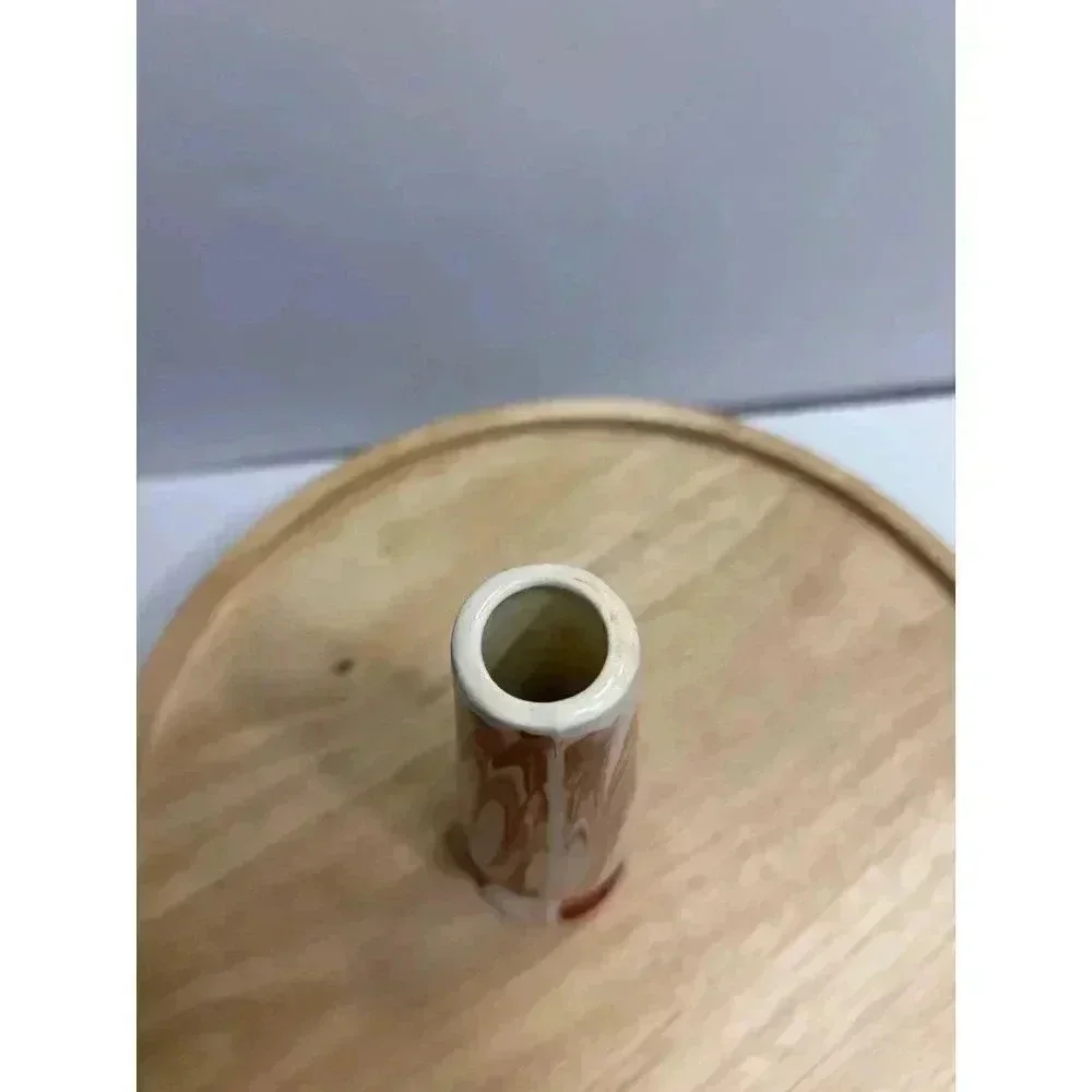 Vintage MCM Montana Clay Belgrade swirled clay bud vase red/brown & cream 6
